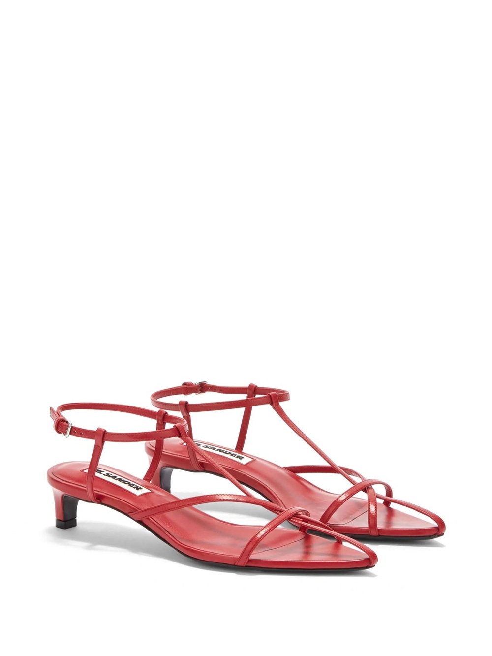 Jil Sander Red Strappy Low Heel Sandals Size EU40